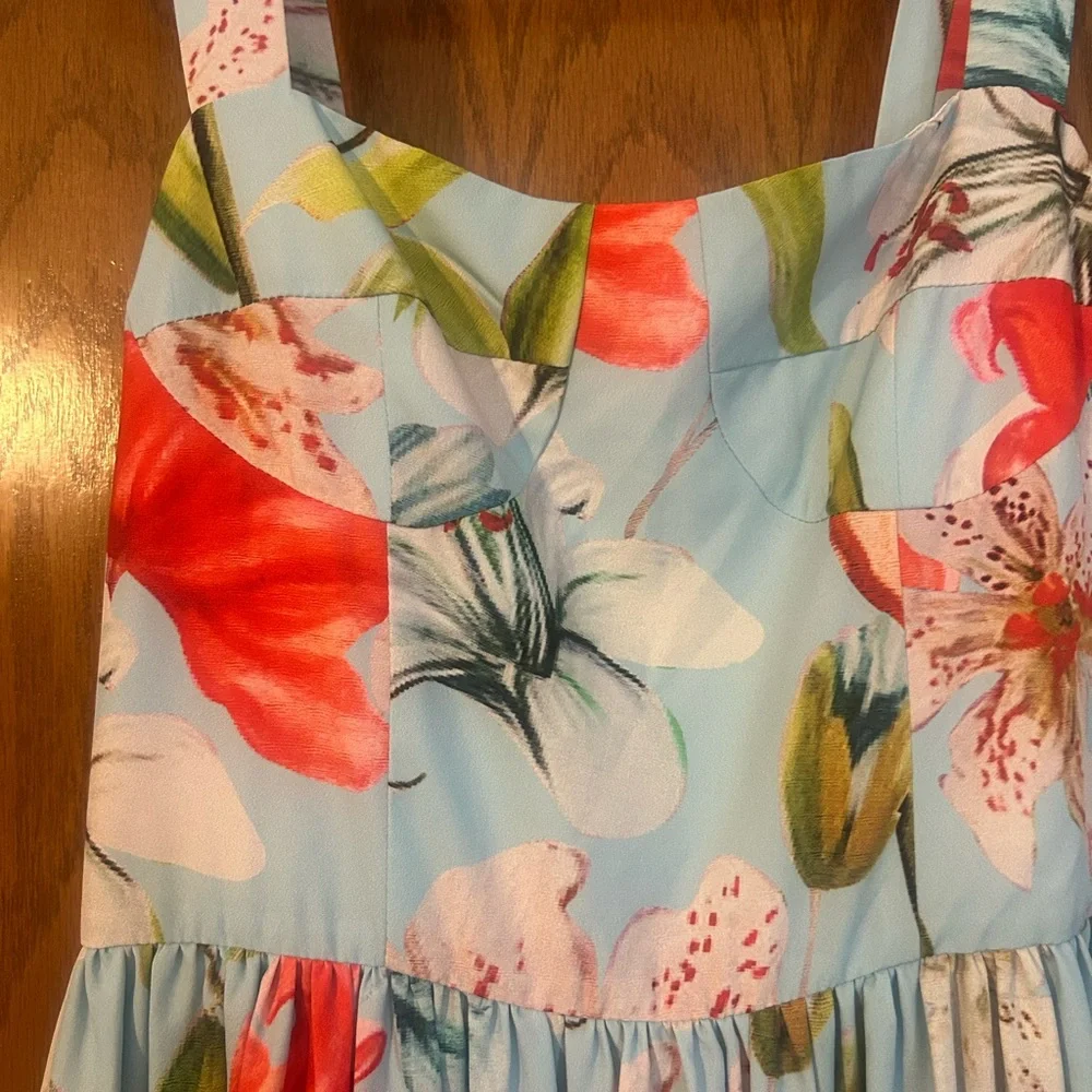 Floral Women’s Dress in Blue and Red - Picture 5 of 8